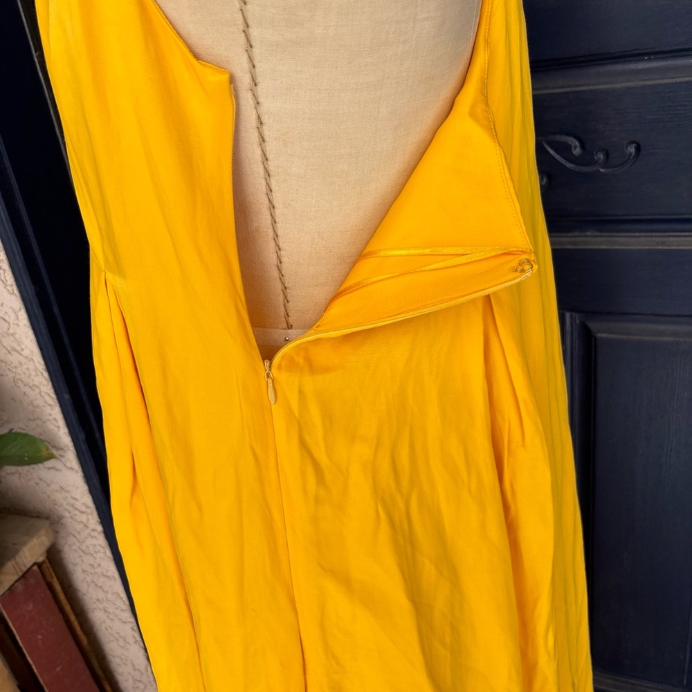 Anthropologie OB Sleeveless Linen Maxi Dress Jaune M yellow pockets not sheer - Picture 6 of 14